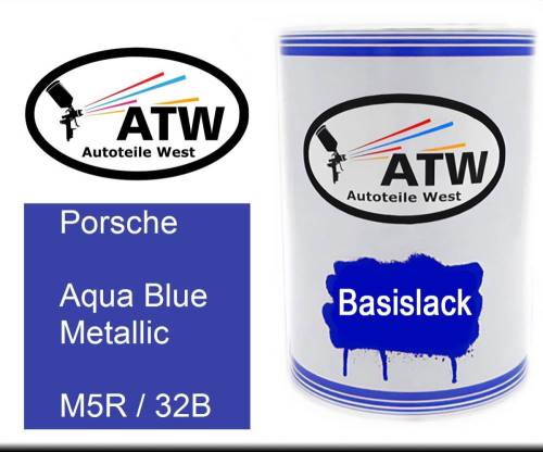 Porsche, Aqua Blue Metallic, M5R / 32B: 500ml Lackdose, von ATW Autoteile West.
